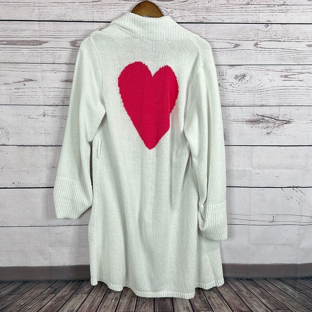 Betsy‎ Johnson Womens Robe Size Medium White Heart Long Sleeve Pockets